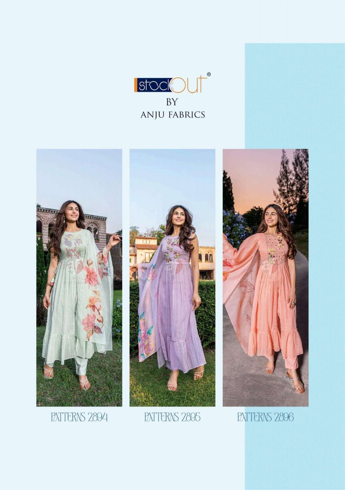 PATTERNS VOL 2 MUL COTTON MULTY COLOR THREAD EMBROIDERY HANDWORK KURTI WITH PANT AND ORGANZA DIGITAL DUPATTA BY AF BRAND INDEX2